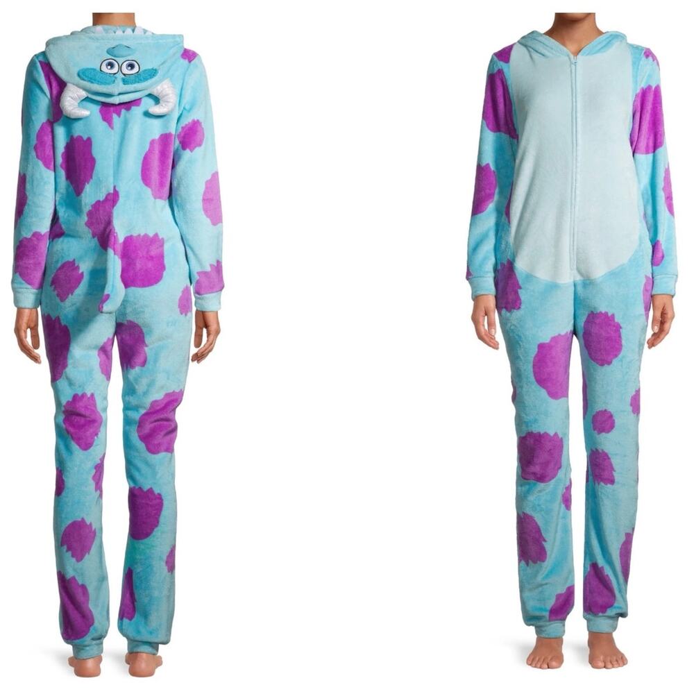 Disney | Intimates & Sleepwear | Disney Pixar Monsters Inc Sully One Piece  Sleeper Xl Costume Pajamas Sulley Blue | Poshmark
